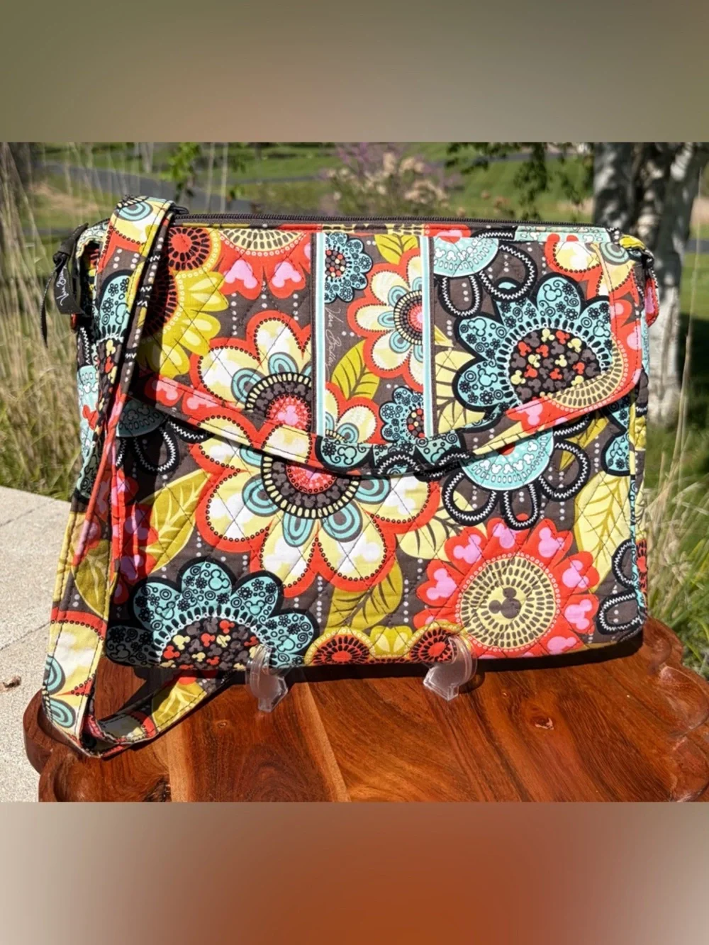 Disney Parks Vera Bradley Tablet Hipster Crossbody “Mickey’s Perfect Petals” EUC